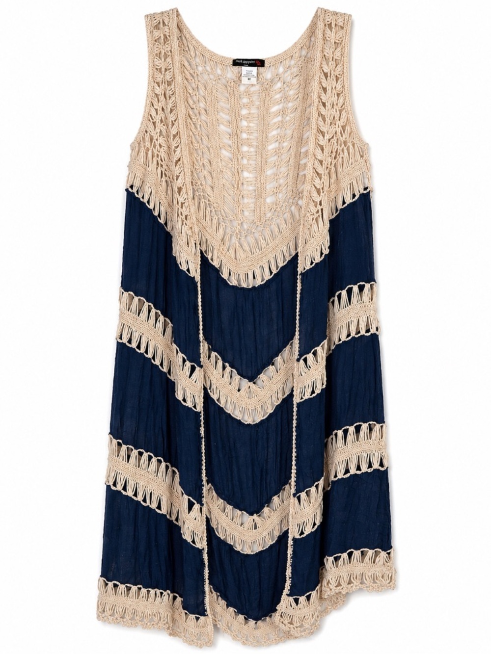 Vivid Importers of NY • Navy • Cream • Crochet • Sleeveless Top • Medium